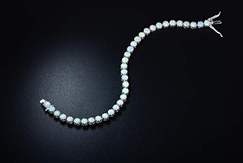 Barzel 18K White Gold Plated Created Opal Bracelet For Women (Silver) #TOP4