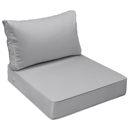 Image of AAAAAcessories Outdoor Seat Cushions for Chairs, Fade-Resistant, Waterproof Patio Furniture Replacement Cushions, 23 inch x 23 inch x 5 inch + 23 inch x 13.5 inch, Gray