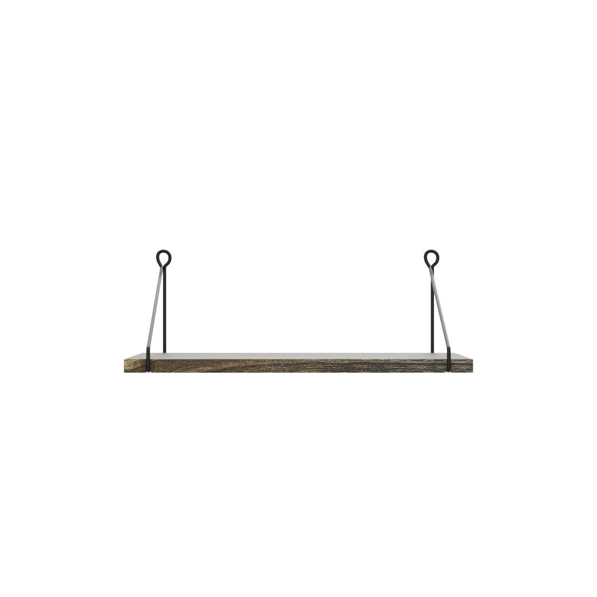Afuly Mensole da Muro Legno Nere Metallo 42x30 cm Moderne Rustico Design Cameretta Bagno Cucina Home Decor, Set di 2