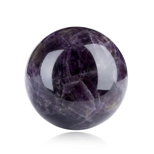 Sahoottie Amethyst Stein Kristallkugel 40mm Natürlich Kristalle Edelsteine Wahrsager Kugel Heilenden Kristallsteinkugeln für Heimdekoration Meditation Reiki Chakraausgleich Dekoration Geschenk