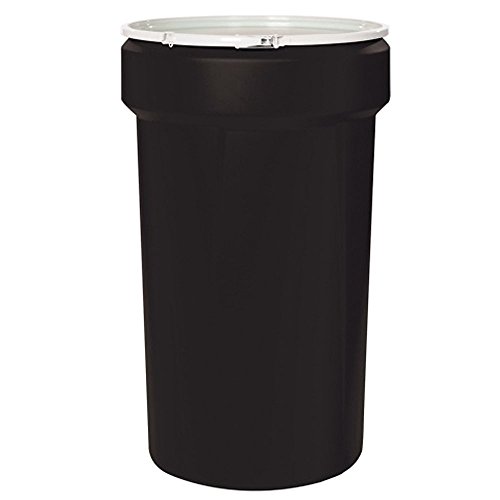 Eagle Plastic Drum, 55 Gallon Drum, DOT Compliant, Made in USA, Black | High-Density-Polyethylene Construction, Open Head Lab Pack Drum, Plastic Lever-Lock Lid, Hazardous Material Storage,Transport