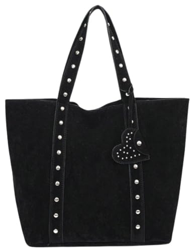 Pocadri Frosted Vegan Leather Shoulder Bags Women Large Hobo Tote Handbag Retro Rivet Underarm Purse Top Handle Work