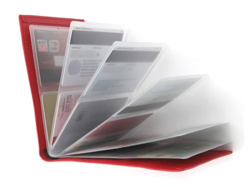 RFID Premium Leather Scan Card Holder Proof Hipster Wallet, Multifunctional and Multi-Card, Ultrathin and Extraordinary (RED)