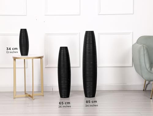 Image of Leewadee - Black Floor Vase for Pampas Grass, Large Flower Vase for Home Decor, 13 inches, Resin