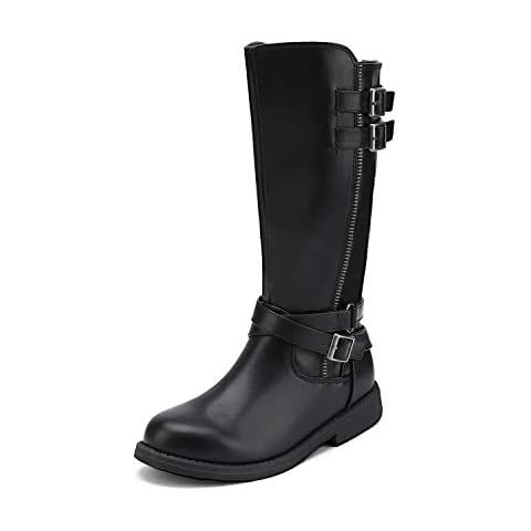 DREAM PAIRS Black Buckle Knee High Boots Cover