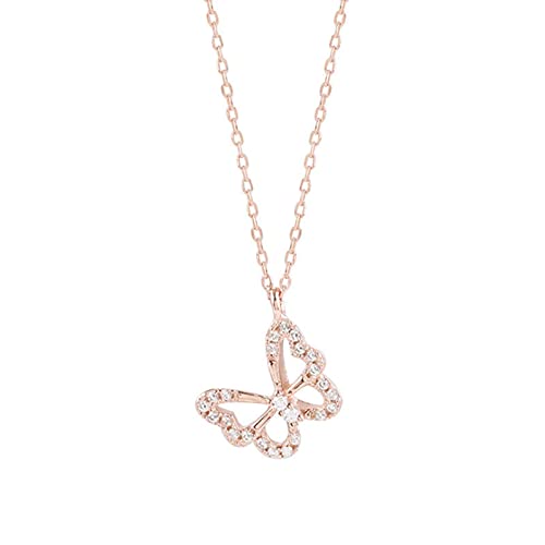 Collier papillon creux en argent anti-ternissement avec zircon