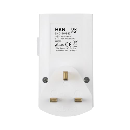 HBN 24 Hour Plug-in Compact Timer Plug Socket, Mini Energy Saver Mechanical Timer Switch for Indoor Lights, Christmas Lights and Home Appliances (13A/2900W, 3 Pack)