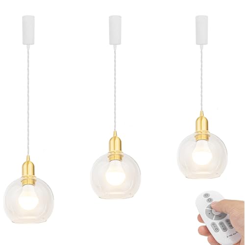 Kiven 3�p�b�N �������F LED�d���t�� �K���X�y���_���g���C�g �������߉� �R�[�h���[�J�b�v�t�� �C���e���A�Ɩ� �k�� �y���_���g�����v ������� �C���e���A�p �Ɩ���� �݂艺�� ���C�g E26 �L�b�`�� �_�N�g���[�����C�g �N���A