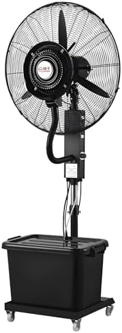 Commercial Oscillating Misting Fan with Water Tank - 3 Speed Outdoor Pedestal Cooler for Patio & Porch, 26" & 30" Standing Mist Fan for Summer Heat Relief