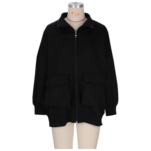 Cozy Oversized Zip-Up Hoodie for Women, Black 3XL - Fall Fashion Essential - Image 6
