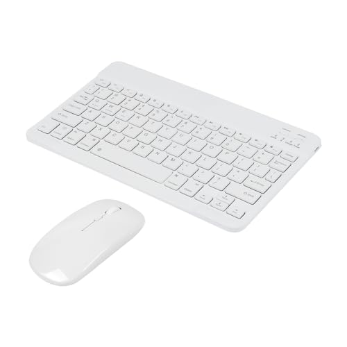 Image of Bluetooth Keyboard and Mouse Combo Ultra-Slim Portable Rechargeable Compact Wireless Mouse Keyboard Set for Pad /iPad Pro /iPad Mini /iPad Air Mac OS,Android Windows iOS and Above(White)