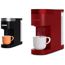 Keurig K- Slim Single Serve K-Cup Pod Coffee Maker, Multistream Technology, Black & K- Slim Single Serve K-Cup Pod Coffee Maker, MultistreamTM Technology, Scarlet Red