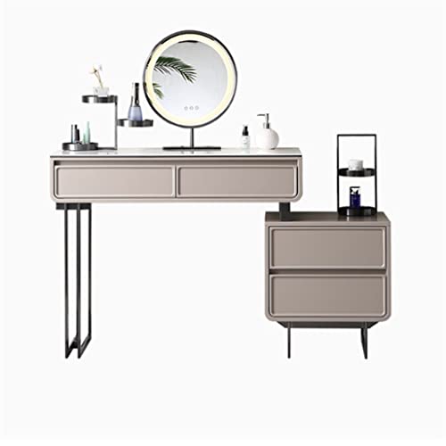 Commode Rock Slab avec tabouret de maquillage moderne en fourrure pour chambre à coucher et design fonctionnel