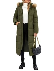 Tuopuda Damen Wintermäntel Lang Steppmantel mit Kapuze Wintermantel Verdicken Puffer Winterparka Steppmantel Steppjacke Winterjacke(Armee grün,XL)