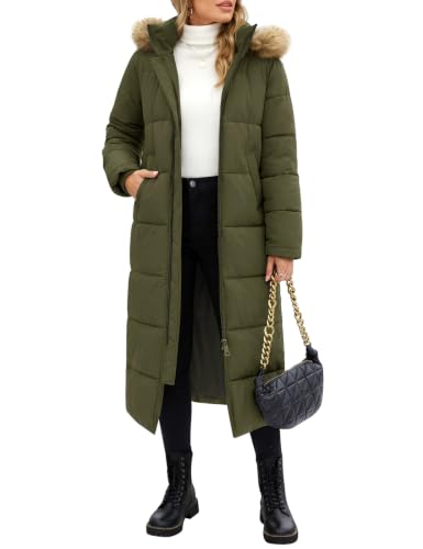 (-19%) Tuopuda Damen Wintermäntel Lang Steppmantel mit Kapuze Wintermantel Verdicken Puffer Winterparka Steppmantel Steppjacke Winterjacke(Armee grün,M)
