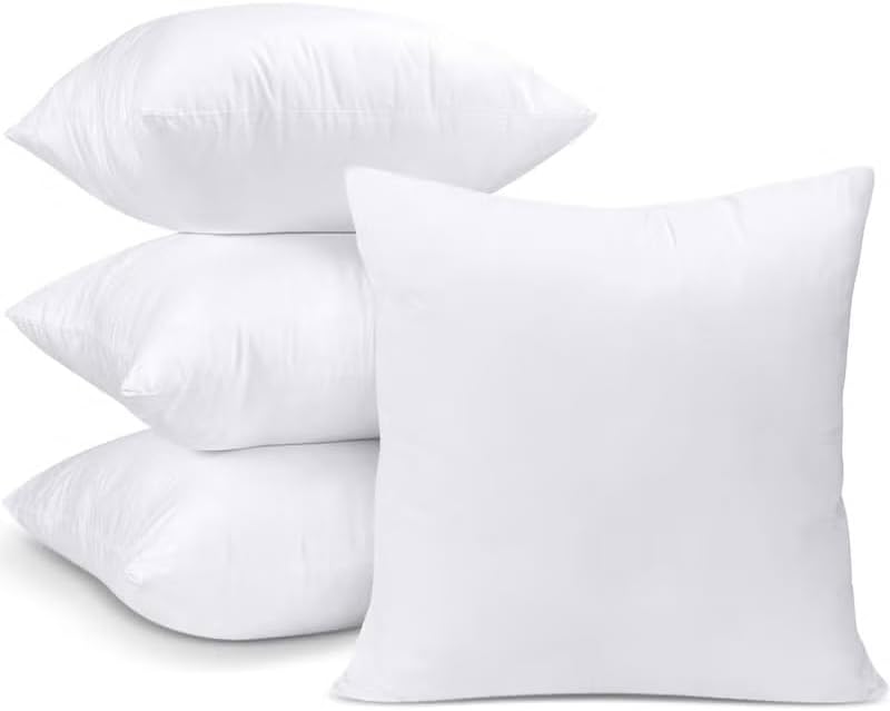 Cushion Filler Inserts for Decorative Pillows – Soft & Firm Hollowfibre Inner Pads with Cotton-Blend Cover | Square Pillow Inserts for Sofa, Bed & Home Décor – Cozy Home Feel Better (4, 45 x 45 cm)