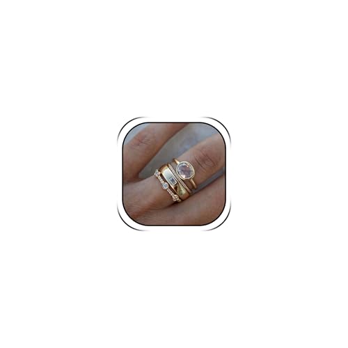 Someki Cubic Zirconia Rings Gold Stackable Rings Boho Statement Stacking Wedding Engagement Ring Fashion Jewelry Anniversary Birthday Gifts for Women