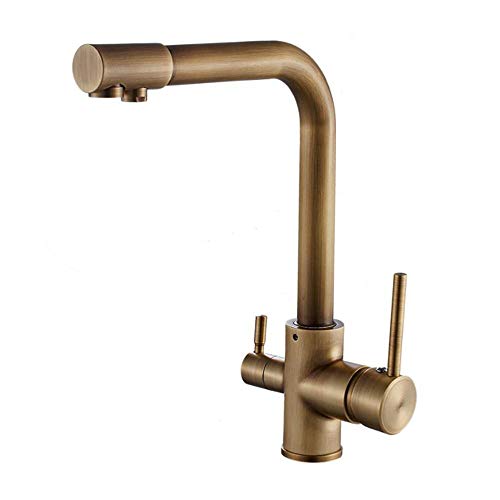 Robinet cuisine 3 voies eau pure avec rotation 360 et look antique