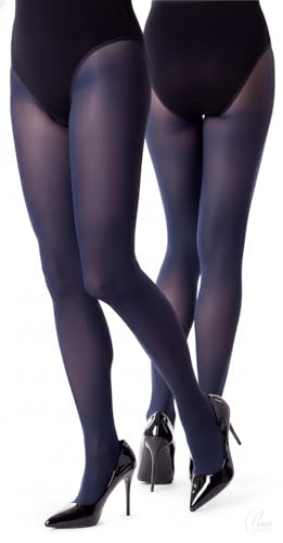 NOQ Medias Lisas para Mujer 40 Denier Pantys de Color Casual Sensuales con Pie Medias Semitransparentes Mireille, azul marino, XL