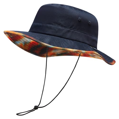 Image of UPF 50+ Foldable Sun Hat Patterned Under Brim Bucket Hats for Summer Hiking Fishing Beach Safari Men Women