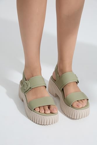 Image of UBFEN Womens Platform Sandals Comfortable Arch Support 2 Adjustable Straps | 2.75'' Lightweight Chunky Heel, Soft Cushioned Footbed, Non-slip for Dressy, Work, and Casual Wear