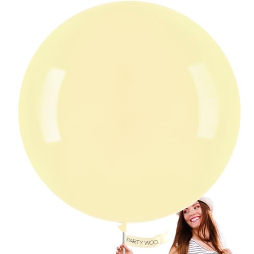 Image of PartyWoo Pastel Yellow Balloons 4pcs 36 Inch Light Pale Yellow Latex Helium Balloons for Graduation Baby Shower Gender Reveal Easter Little Cutie Bee Birthday Summer Party Decorations Yellow-Q07