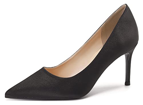 LizFoYa Women Classic Satin Wedding High Heels Pointy Toe Bridal Pumps 4 Inches Evening Stiletto Heel Shoes