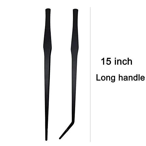 VVS 15 inch Long Handle Aquarium Tweezers Serving Tongs,2 Pack Stainless Steel Straight and Curved Tweezers Set for Fish… - Image 3