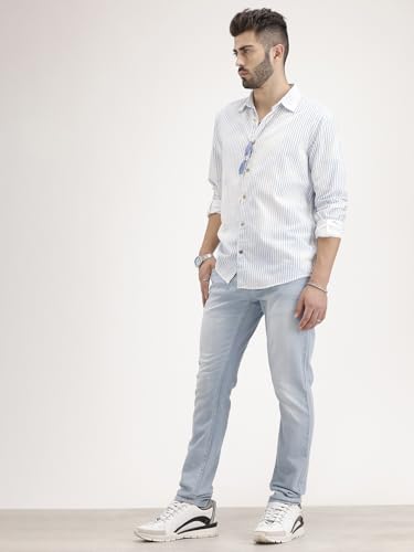Image of WROGN Men's Cotton Stretch Jeans | Solid | Slim Fit | Mid Rise