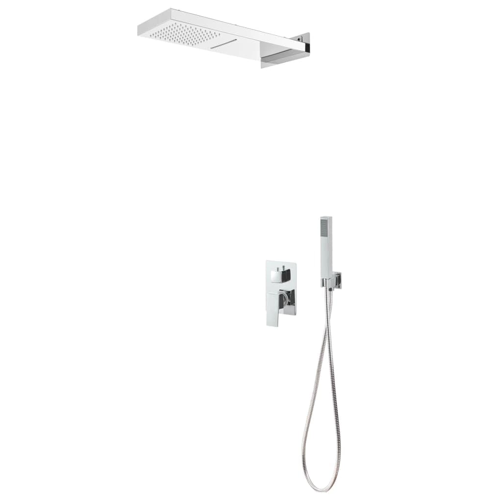 vidaXL Sistema de Ducha Cuarto de Baño Agua Torre Panel Fija Cabezal Unidad Relajante Moderno Robusta Estable Acero Inoxidable 201 Plateado