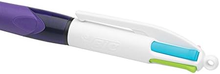 BIC 4 Colours Grip Retractable Ball Pens - Box of 12- Medium Point (1.0 mm) - Extra-Comfort Grip - Fashion Ink Colours