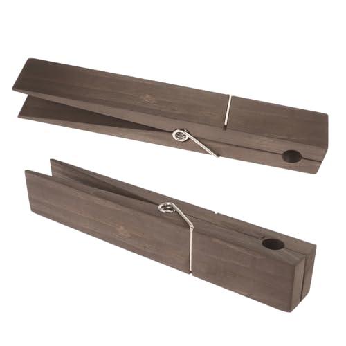 CLISPEED 2個大型木製クロスピン 強力クランプ付きタオルホルダー 壁掛け式ローブフック バスルーム ランドリールーム用収納オーガナイザー