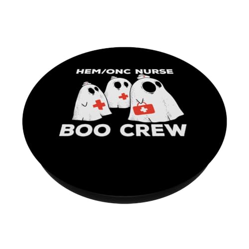 Spooky Hem/Onc Nurse Boo Crew Ghosts Halloween Costume PopSockets Swappable PopGrip, Black - Image 2