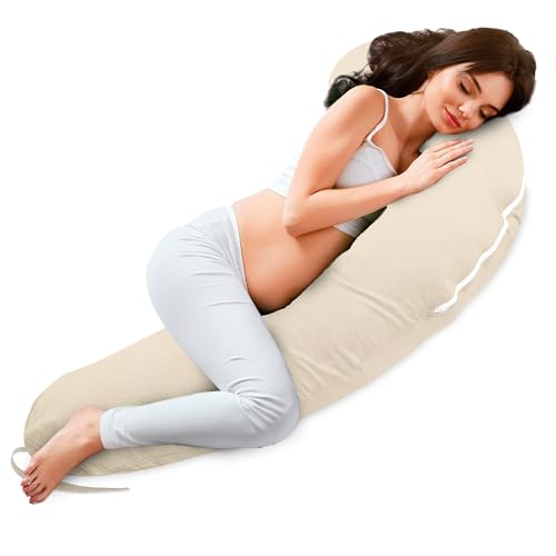 Totsy Baby Cojin Lactancia y Embarazo 190cm – Almohada para Dormir de Lado Descanso y relajación Ideal para futuras mamás Forma en C Muselina Oeko-Tex - imagen 2