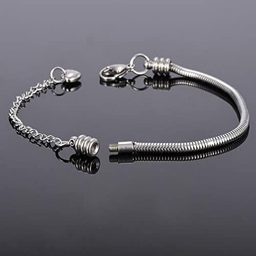 TGLS Women European Charm Bracelet Stainless Steel 7" Snake Chain Bracelet Fits Charms Bead3