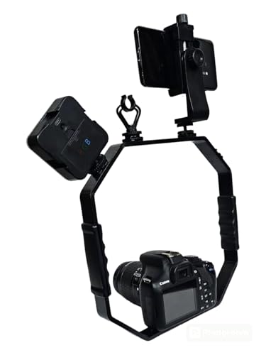 SHOPEE Video Handheld Stabilizer, Four Cold-Shoe Shooting System Camera Rig Support Bracket with Smartphone Holder Vlogging kit Compatible with All Camera Action Camera DSLR Smartphone - Image 4