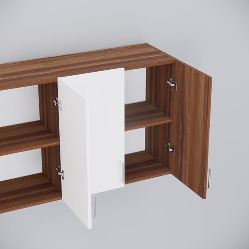 Image of SPECIALITY PANELS 4 Door Modular Wall Mounted Kitchen Cabinet with Adjustable Shelf Space Saving Storage Unit Durable Engineered Wood Cupboard for Kitchen Living Room Utility Organizer Furniture