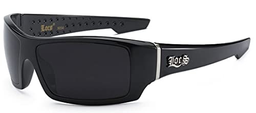 Locs Men's Cholo Biker Sunglasses - Black Frame, Black Lens, Non-Polarized, UV Protection