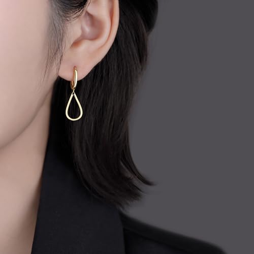 Reffeer Solid 925 Sterling Silver Teardrop Hoop Earrings Dangle for Women Teen Girls Water Drop Earrings Dangle Hoop Earrings2