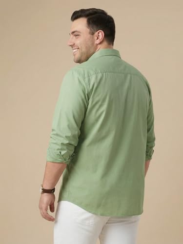 Image of Thomas Scott Men's Plus Size Cotton Casual Shirt | Regular Fit | Long Sleeves | Spread Collar | Solid | Soft & Breathable | Everyday Comfort Shirt for Men