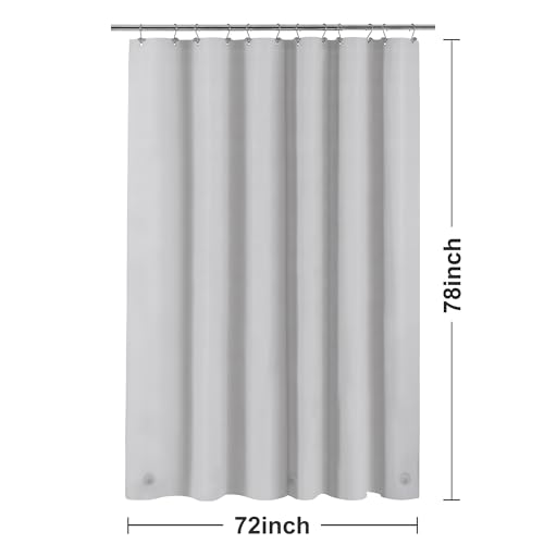 Image of Barossa Design Gray Silver Long Shower Curtain Liner 78 inch Height - 3 Magnets & Waterproof Lightweight PEVA Shower Liner for Bath Tub, PVC Free, Metal Grommets, Silver Gray, 72x78