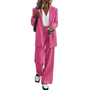 KIRUNDO Women’s 2025 Spring Fall 2 Piece Blazer Set Casual Loose Long Blazer Jackets and Dressy Wide Leg Pant Suits Pockets