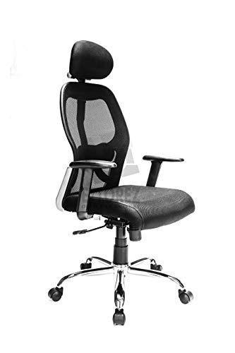 ETTOREZ High Back Mesh Home & Office Ergonomic Chair with Multi-Tilt Angle Lock Mechanism, Height Adjustable Armrest & 3 Way Adjustable Headrest, 2 Way Adjustable Lumbar Support (MAT-HBNR, Black).