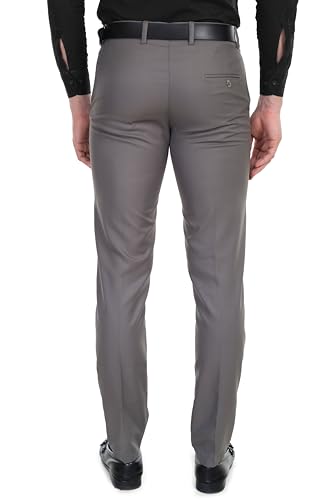 Image of Men's Stretchable Solid Plain Formal Trousers - Regular Fit Stylish Pants for Office & Party, Fashionable Dress Trousers for Men