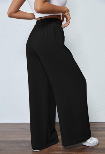 Pink Queen Womens Casual High Waist Pants Drawstring Loose Fit Summer Work Pants Trousers with Side Pockets2