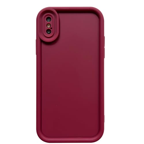 Image of Puxicu Slim Case for iPhone Xs, Enhanced Camera Protection, Shockproof Skin-Friendly Touch Soft Case Cover for iPhone X Phone 5.8 inch, Wine