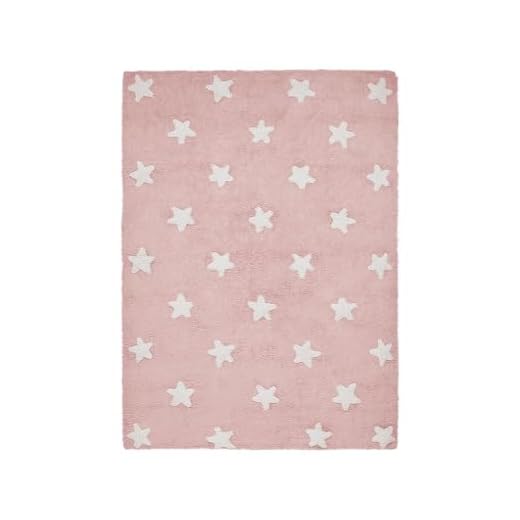 Lorena Canals - Alfombra infantil, diseño de estrellas, color blanco y rosa