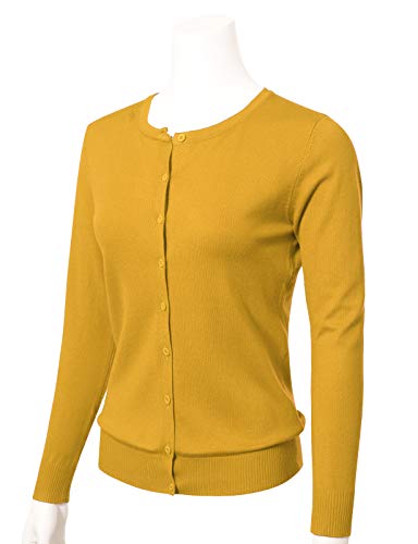 Image of Allsense Women's Long-Sleeve Crewneck Cardigan | Classic Button Down Sweater, Soft Fine Knit, Lightweight