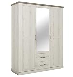 GAMI Armoire 3 Portes 2 Tiroirs Chamonix Chêne Helvézia Blanchi, Panneaux de Particules