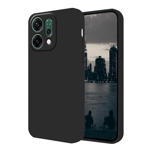 Hlgcokro Compatible with Oppo Reno 14 Case Silicone with Soft Microfiber Lining, Phone Case for Oppo Reno 14 Slim Dark Green Shockproof Bumper Cover (Black)